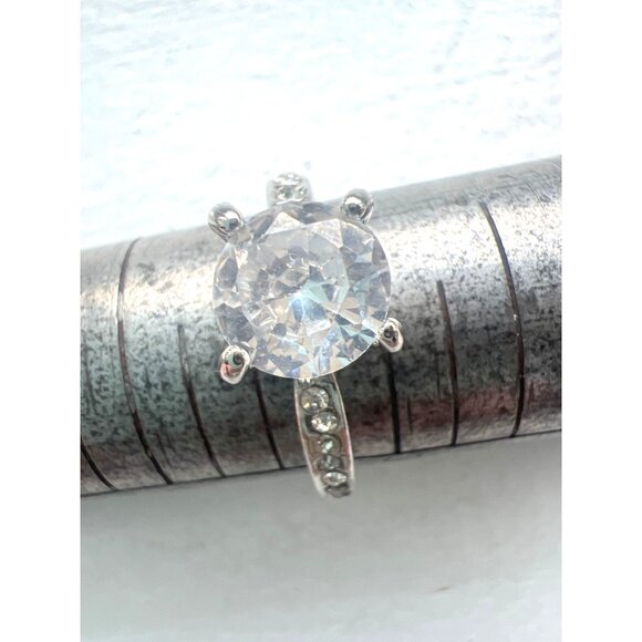 Sparkly 1 carat Engagement Ring Platinum White Gold Silver Tone Prong Set SZ 9.7 - Picture 12 of 15